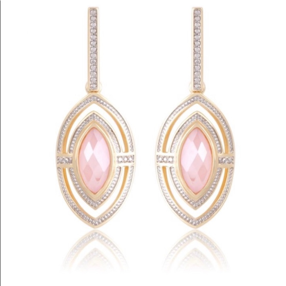 18k gold-plated earrings with rose quartz